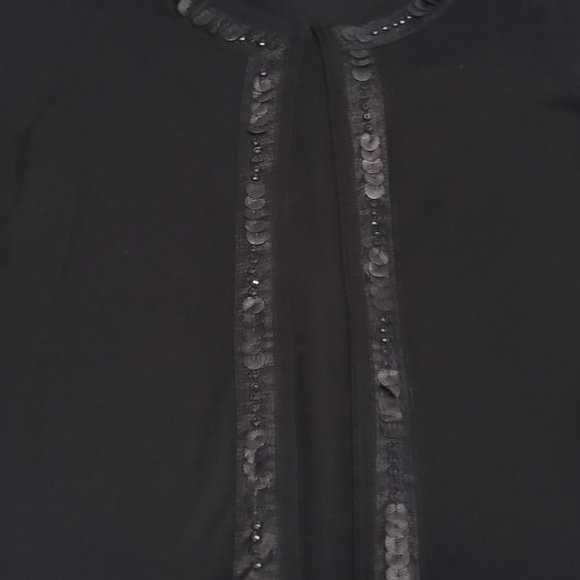 Black 3/4 Sleeve Stretchy Bling Open Front Cardigan Size Small EUC - Picture 2 of 9